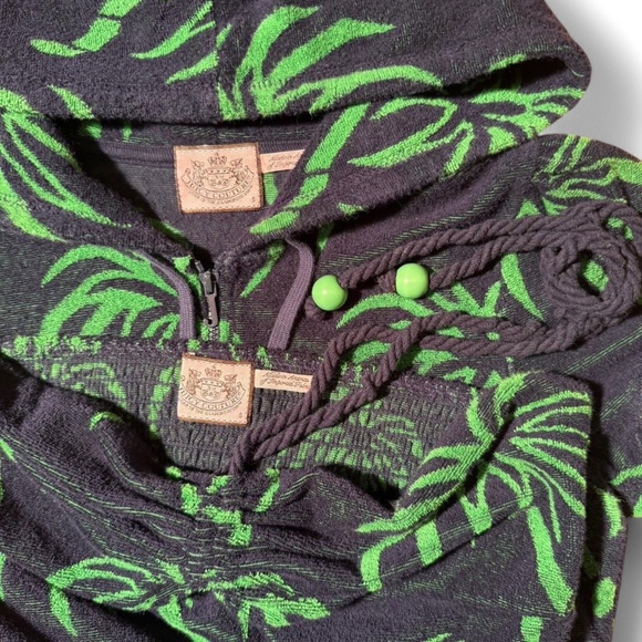 🌴 Stunning Juicy Couture terry cloth set in rare navy and green palm tree print - Picture 3 of 5